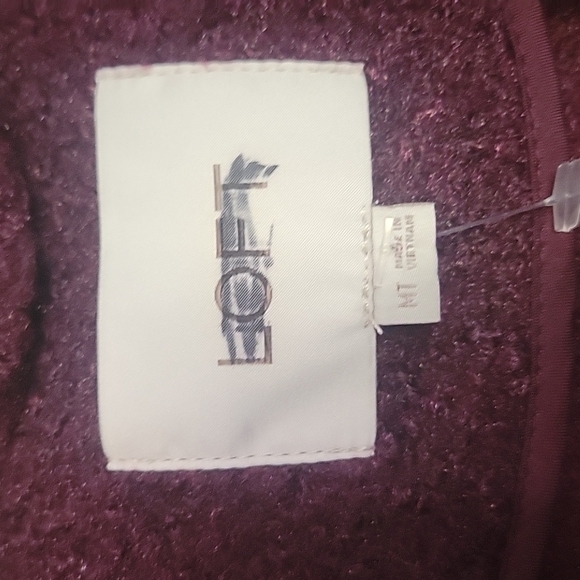 NEW! ANN TAYLOR LOFT Textured Sherpa Berry Double Breasted Coat Medium Tall. - Picture 6 of 9